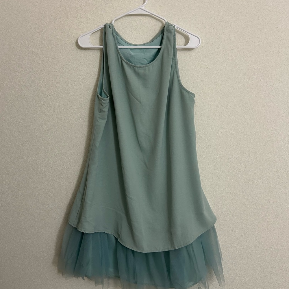Chic Seafoam Mini Dress with Tulle Hem